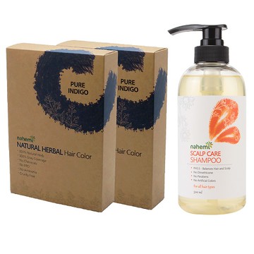 娜禾蜜 草本增色護髮粉｜靛紫藍x2+無矽靈健髮洗髮露x1