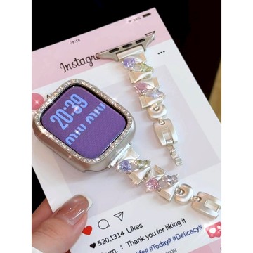 《台灣出貨》適用 APPLE WATCH 銅材質 糖果皓石錶帶 S11 S10 SE3 46mm 45mm 女士錶帶