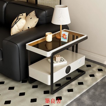 免運 側邊櫃 邊桌 小茶幾 沙發邊桌 邊幾 小邊桌 沙發桌 桌邊幾 沙發邊幾 客廳邊桌 沙發邊柜家用簡約現代客廳客廳高級感輕奢茶邊幾網紅玻璃窄小邊桌