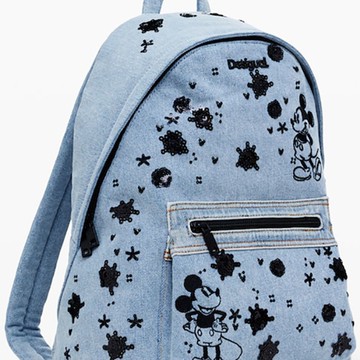 Desigual 米奇丹寧酷黑亮片後背包
