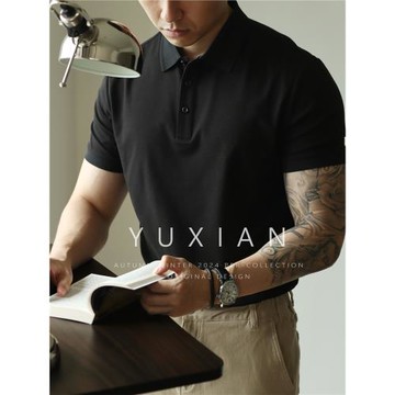 【UPF50+防曬】暗紋色織涼感Sorana翻領短袖Polo衫商務男士春夏