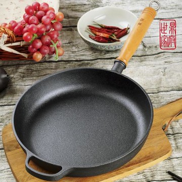 老式鑄鐵鍋平底鍋煎餅鍋烙餅牛排煎鍋無涂層不粘鍋家用電磁爐通用