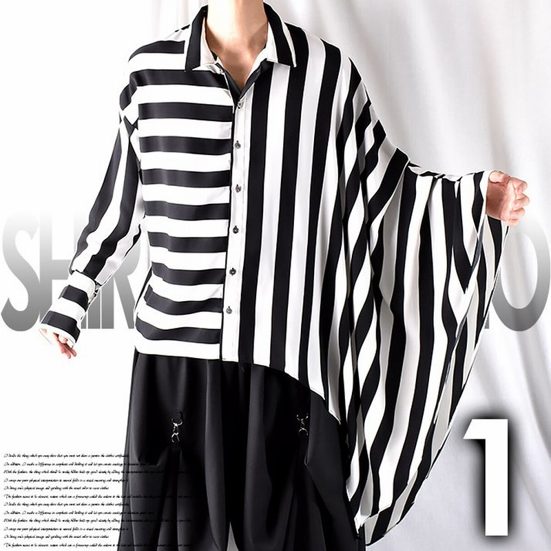 シャツ ポンチョ マント 変形 アシンメトリー クレイジーシャツ メンズ 長袖 ストライプ 個性 衣装 ダンス 派手 ロンドンストライプ ドレープ トップス モード系 通販 Lineポイント最大0 5 Get Lineショッピング
