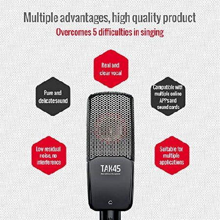 TAKSTAR Recording Microphone with 34mm Large Gold Plated Diaphragm, TAK45 XLR Condenser Microphone, Shock Mount, and Windscreen for Studio Broadcastin