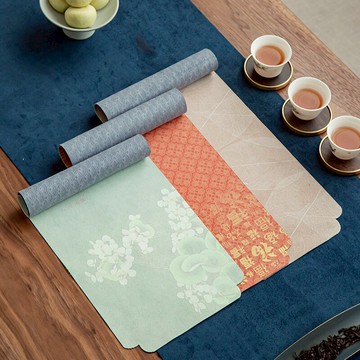 新中式干泡茶墊禪意防水茶桌茶席麂皮絨桌旗棉麻布藝茶盤墊茶幾墊