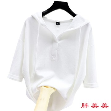 【M-5XL大尺碼】大尺碼上衣 帽T 大學T 短袖女 寬鬆顯瘦 T恤 特大碼胖mm300斤寬鬆顯瘦上衣女時尚情侶薄款衛衣