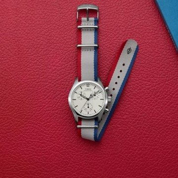 TIMEX 天美時 Weekender 40毫米 New England  織物錶帶計時碼錶(白x灰 TXTW2Y15800)