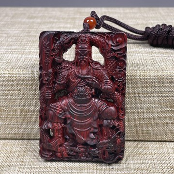 印度小葉紫檀關公無事牌461掛牌吊墜男士手把件紅木木雕人物掛件