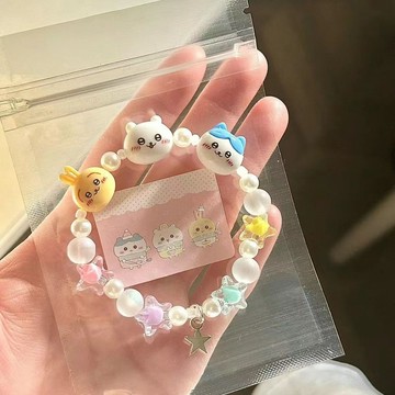 台灣出貨 手串 手鏈 串珠 爆款chiikawa手鏈小衆設計感吉伊小八烏薩奇手鏈新款手飾品