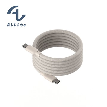 [萬摩科技]Allite Easy Cable 磁吸收納編織快充線（USB-C to USB-C）淺灰褐