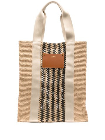 ISABEL MARANT - striped woven tote bag - women - Calf Leather/Cotton/Cotton/Polyamide/Polyester - One Size - Neutrals