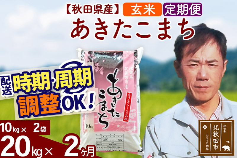 《定期便2ヶ月》＜新米＞秋田県産 あきたこまち 20kg(10kg袋) 令和5年産 お届け時期選べる 隔月お届けOK お米 みそらファーム 発送時期が選べる|msrf-20802