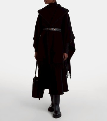 Moncler Fringed virgin wool cape