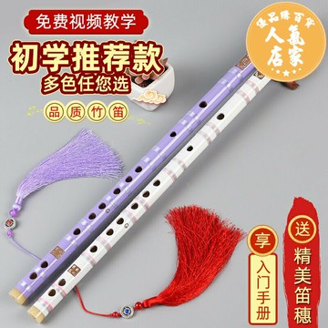 竹笛 苦竹笛 笛子初學成人零基礎橫笛/黑色EFG學生苦竹笛白紫色古風樂器女兒童