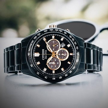 CITIZEN星辰 Chronograph系列 光動能玫瑰金計時腕錶 43mm/CA4458-88E