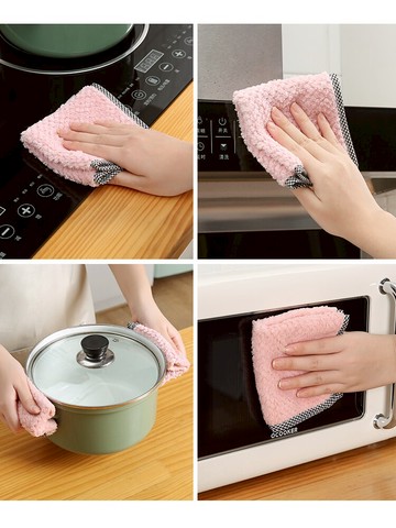 家用珊瑚絨加厚抹布廚房吸水不易掉毛不易沾油洗碗布簡約擦手毛巾