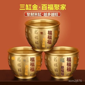 🙏🏻紫南宮過爐 開光🔥百福銅缸純黃銅米缸擺件家居招財擺設聚寶盆聚財百富小銅缸存錢罐 DQSE