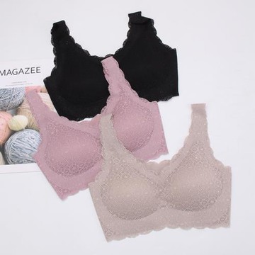 日本新款無痕全蕾絲美背運動內衣無鋼圈安心睡眠瑜伽零感背心文胸