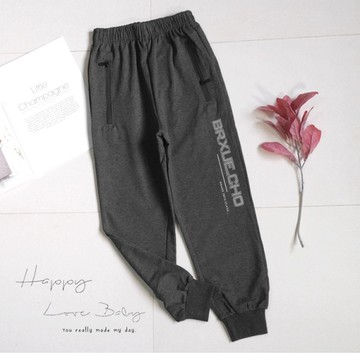 男大童 個性麻花灰立體英文運動棉褲 秋冬童裝 大童長褲 大童休閒褲 大童外出褲 秋冬運動褲