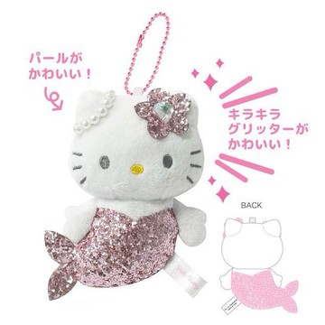 真愛日本 凱蒂貓 kitty 美人魚 亮片粉 限定 玩偶吊飾 珠鍊吊飾 鑰匙圈 吊飾 掛飾