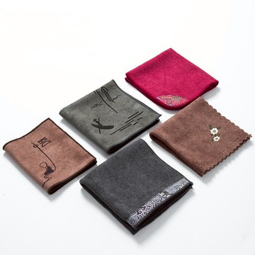 加厚茶巾茶布吸水茶經印花方形細纖維布毛巾抹布茶盤配件茶具專用