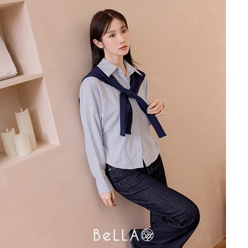 【秋冬新品】BeLLA  披肩造型襯衫 淺藍
