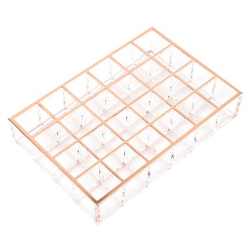 moosy life 目喜生活 飾品唇膏口紅收納架 24格 台灣製造 壓克力材質  玫瑰金  1個