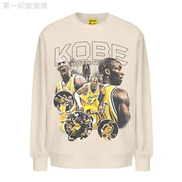 kobe 科比 柯比 圓領加絨長袖T恤套頭衛衣男 韓版潮流寬鬆bf慵懶風上衣男生 大學T 衣服 長袖上衣 日式 刷毛上衣