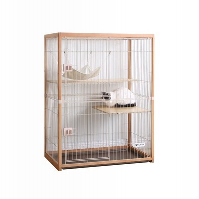 猫 ケージ キャットケージ 2段木製フレーム ハンモック付 広々大型 猫