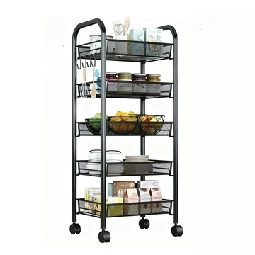 E家工廠 五層置物架推車  黑色