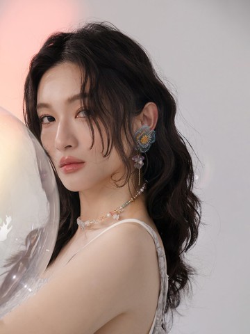 盛夏時差。(2way)MUCHAT手作14KGP珍珠透彩小花純銀針耳環