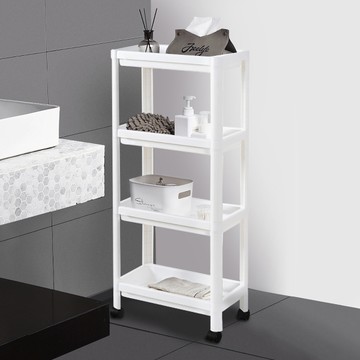 收納職人 多功能多層可移動置物架/推車_四層(白色)