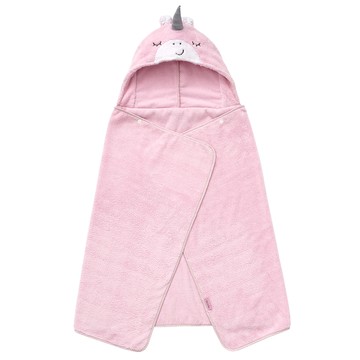 奇哥 - 吸濕速乾造型浴袍巾(寶寶洗澡浴袍 連帽浴巾 背心浴巾 斗篷浴巾 戲水浴袍)-粉色獨角獸