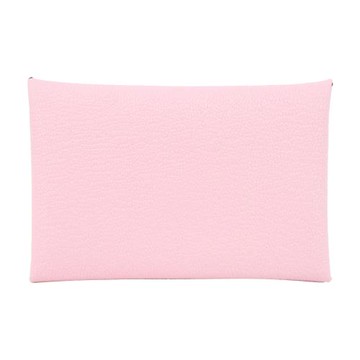 Hermes 愛馬仕 經典Calvi系列山羊皮暗釦萬用零錢/卡片夾(3Q櫻花粉)