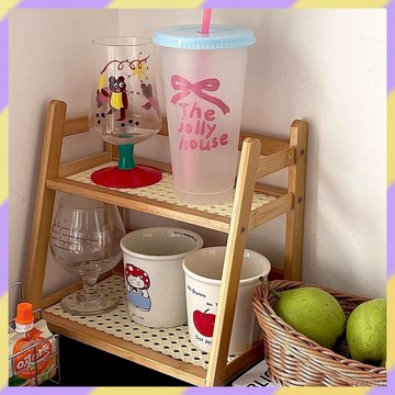 好物嚴選✨️雙層置物架 藤編收納架 仿藤編置物架 桌上置物架 桌麵收納架 小置物架 分層收納架 收納架 置物架 整理架