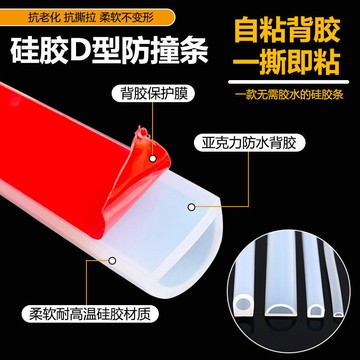 ✨ 蝦皮代開發票 ✨ 耐高溫矽膠D型密封條衛生間擋水條自粘防撞減震門窗隔音條半圓D型
