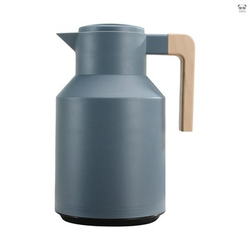 深灰色  QH-063 家用木柄玻璃內膽保溫壺咖啡壺1L（保冷+保熱/雙層真空）
