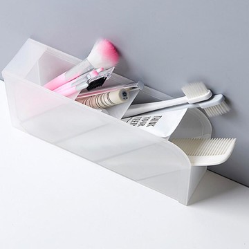 四格筆筒 筆盒 斜插式 筆筒 磨砂透明 收納盒 可立式 桌上收納【DQ335】  123便利屋