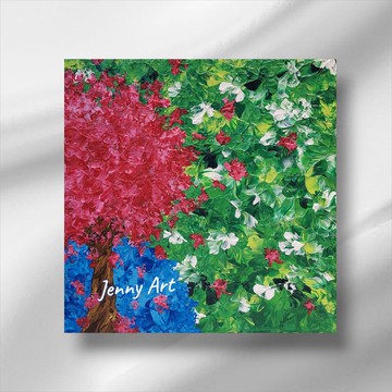 【紅花綠葉】無框畫 抽象畫 畫作 掛畫 居家擺設 療癒小物