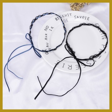 日韓飾品 蕾絲係帶睫毛蕾絲蝴蝶結choker項圈頸鏈鎖骨鏈毛衣鏈項鏈