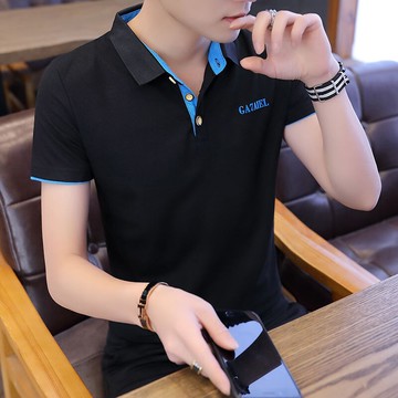 短袖男t恤薄款有男裝閑青年翻領上衣服潮翻領短袖t恤有領子Polo衫