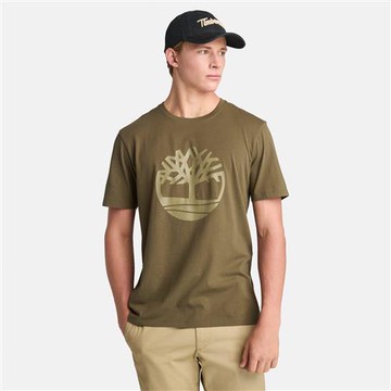 任-Timberland 男款綠色LOGO短袖T恤|A6281AR5
