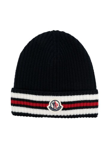 MONCLER KIDS logo patch wool beanie Boy