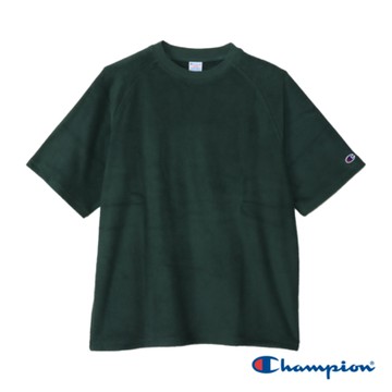 Champion 官方直營-男款 絨毛 素面純色 寬鬆 短TEE(綠)