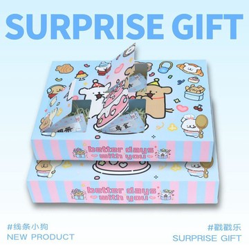 🏎️臺灣出貨🏎️💨線條小狗戳戳樂洞洞樂diy盲盒精緻生日驚喜自制洞洞禮盒情人節