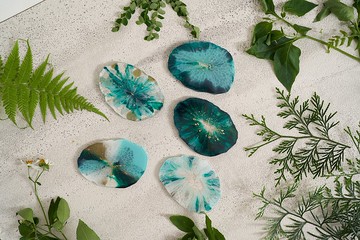 33Creations 鑽瓷樹脂 | 礦石杯墊 | 森 | 五入一組