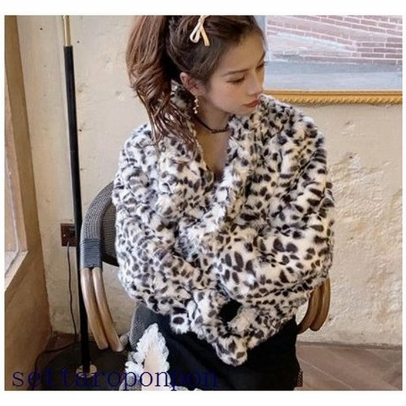 エコファーブルゾン ヒョウ柄 レオパード アニマル柄 ショート丈 もこもこ ファー フェイクファー ブルゾン アウター ライトアウター 秋冬 ふんわり あったか か 通販 Lineポイント最大get Lineショッピング