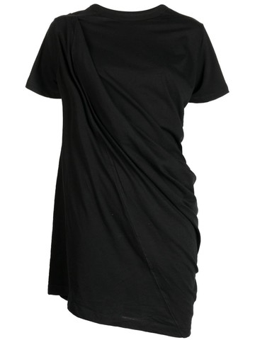 Rick Owens - draped T-shirt dress - women - Cotton - 40 - Black