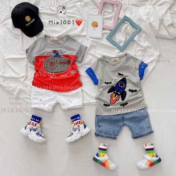 🌈✨太空火箭毛線貼布上衣✨兒童車縫線印圖上衣 5-17