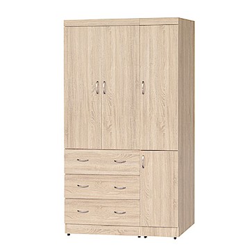 Boden-查利4尺四門三抽衣櫃-120x60x204cm